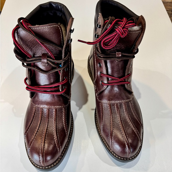 Johnston & Murphy Men's Brown Leather Boots with fully lined real shearling New - Picture 2 of 5